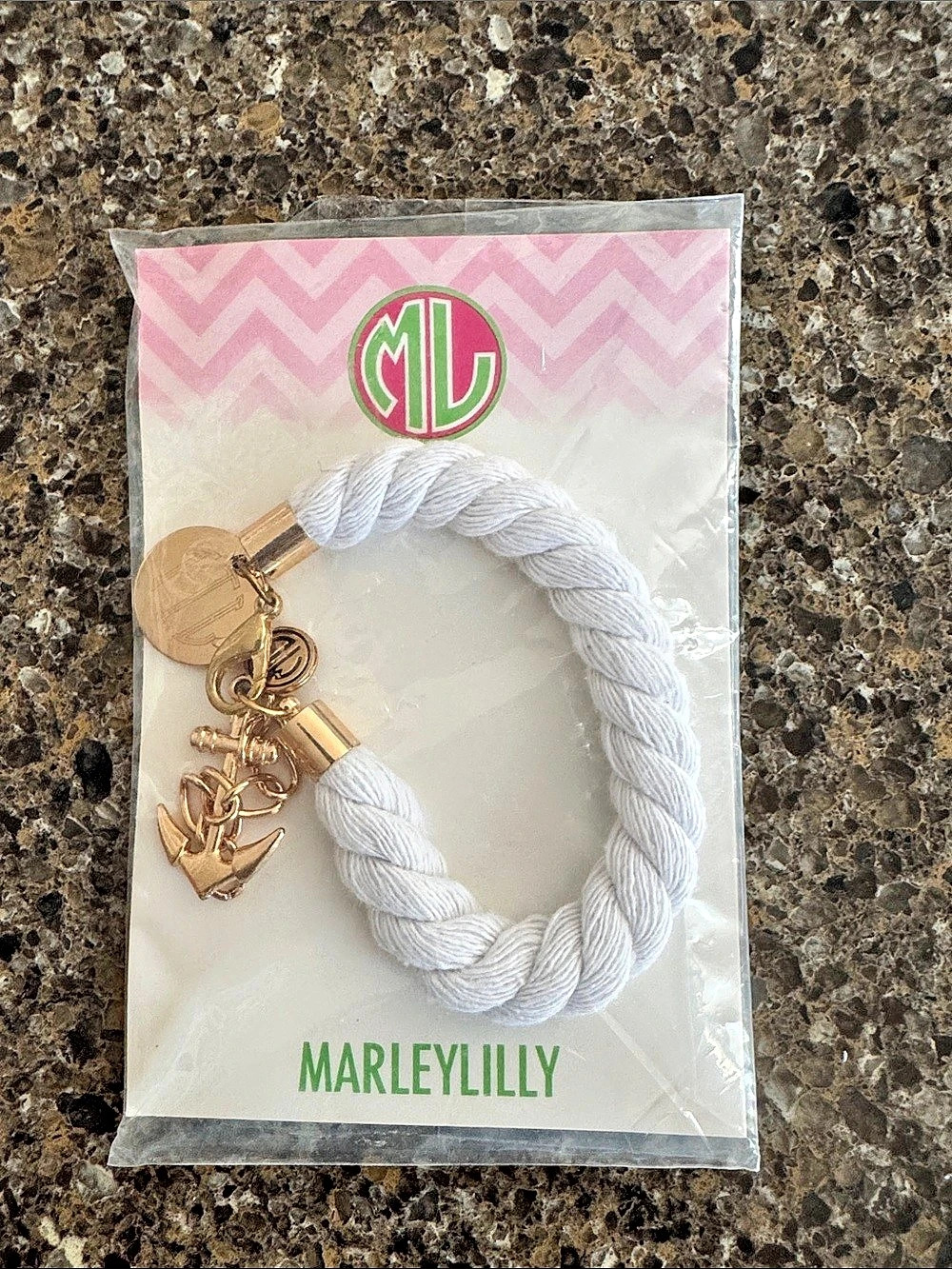 Marley Lilly Rope Charm Bracelet in White & Gold NWT